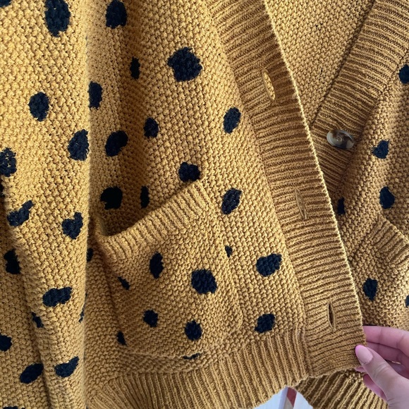 Madewell Mustard Yellow Cardigan w/Black dots NWOT - Picture 5 of 12